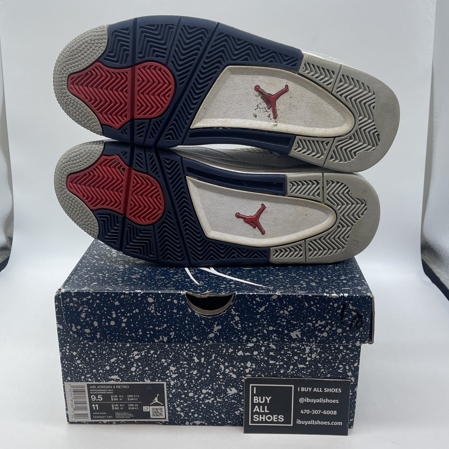 Size 9.5 - Jordan 4 Retro Mid Midnight Navy White Grey Leather (DH6927-140)