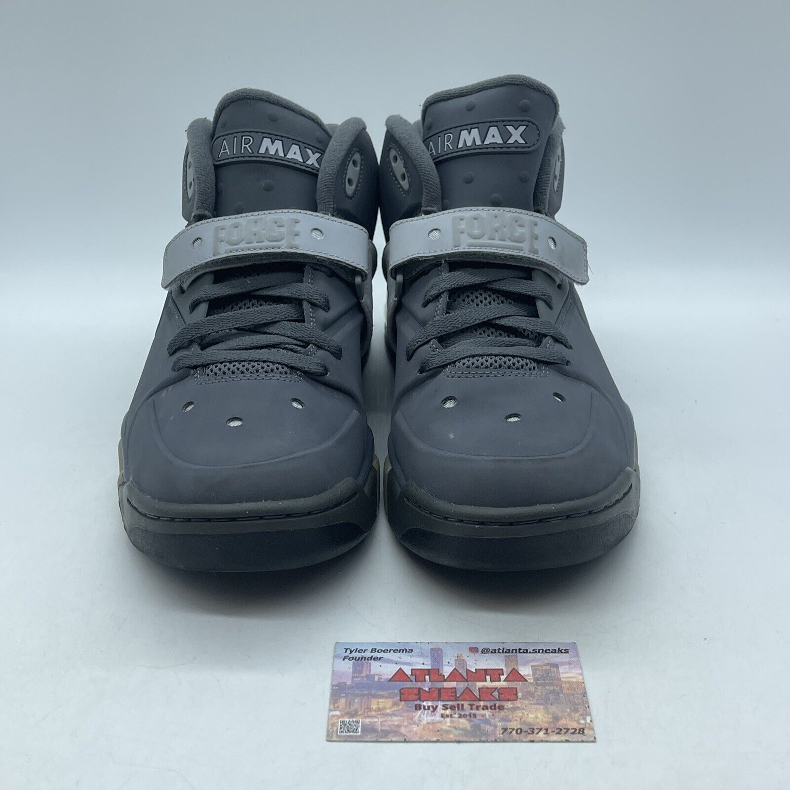 Size 10 - Nike Air Force Max 2013 Wolf Grey Suede Leather Black (555105-001)