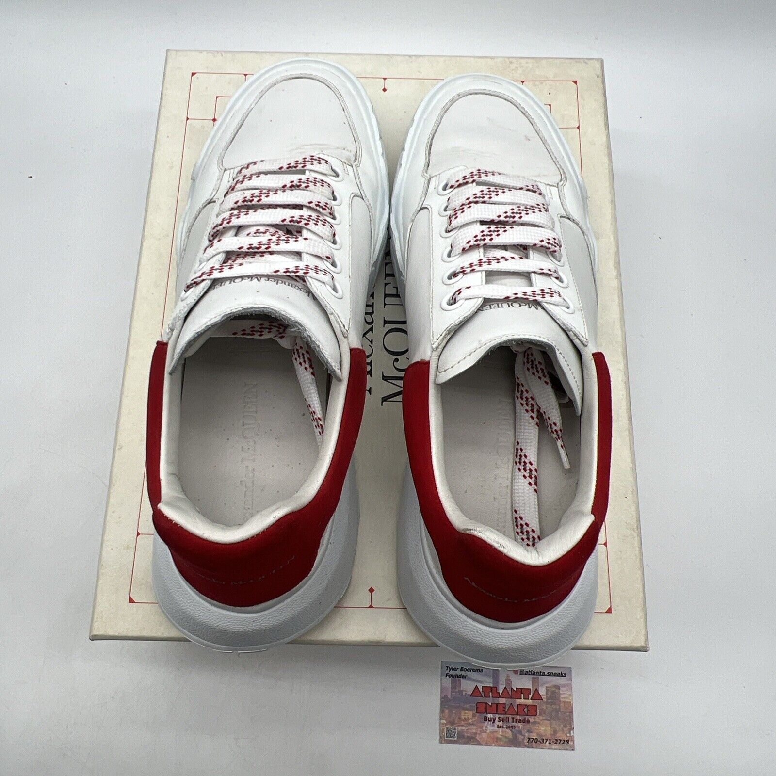 Size 10 - Alexander McQueen Oversized Court Trainer White Lust Red