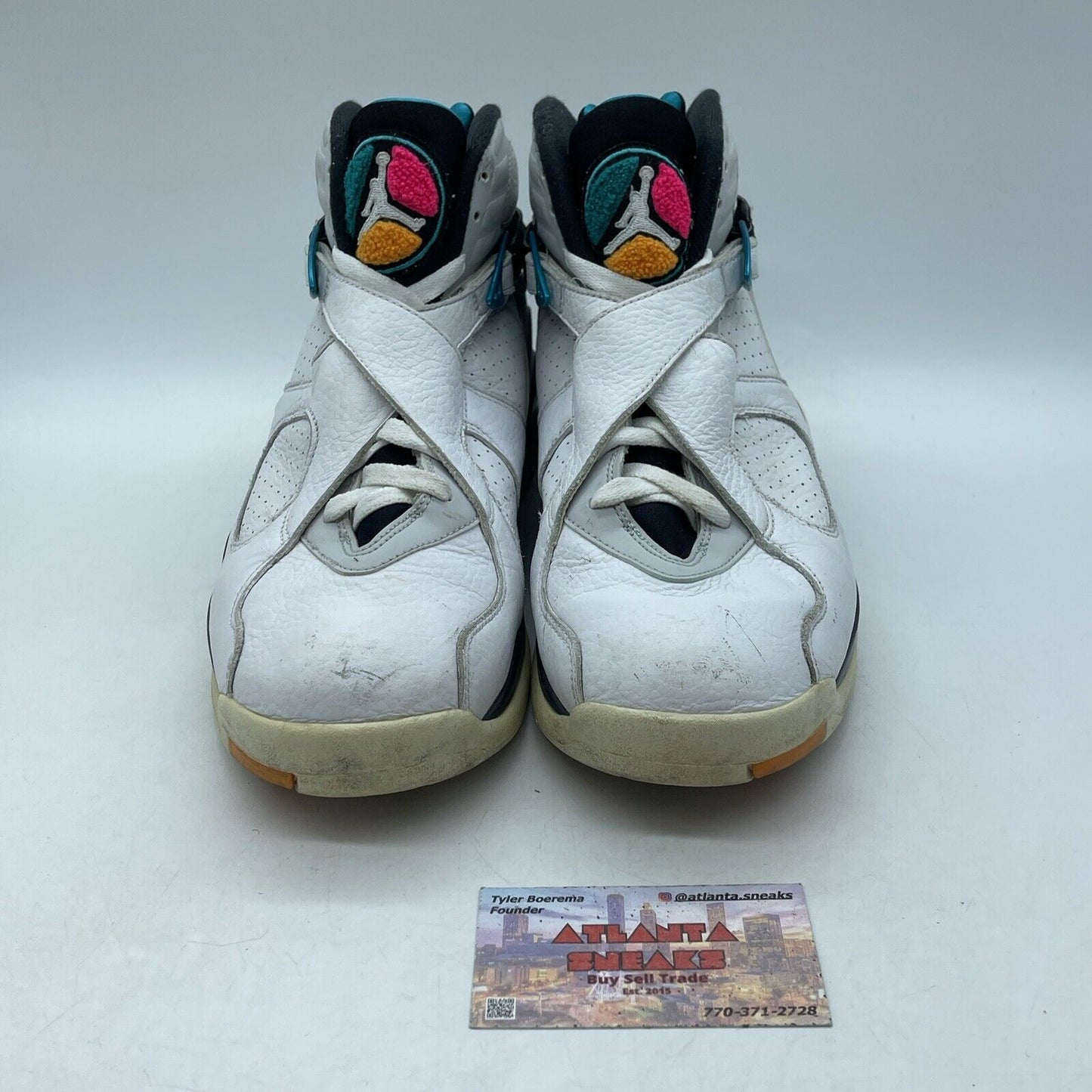 Size 10 - Air Jordan 8 Retro South Beach White Black Suede Leather (305381-113)