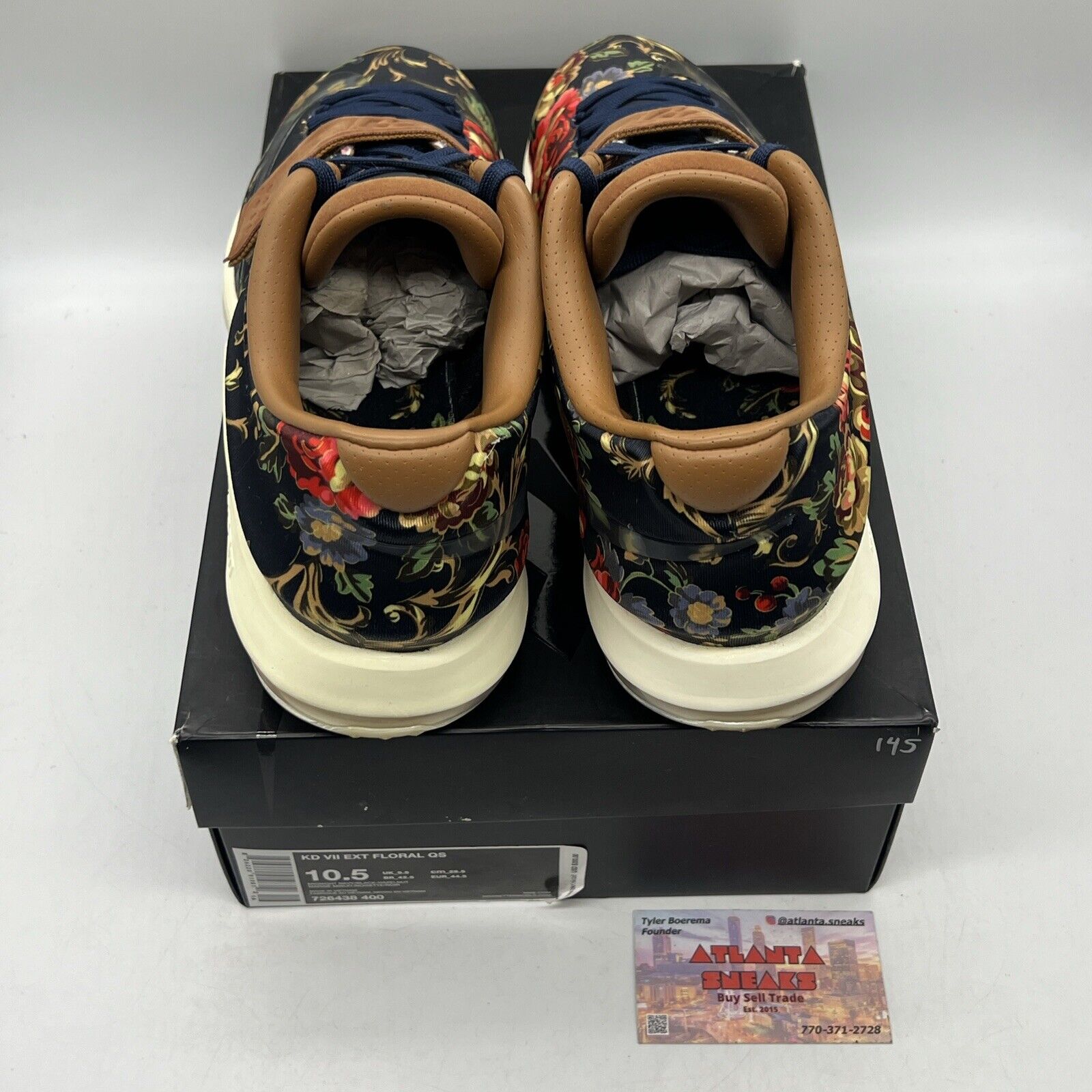 Size 10.5 - Nike KD 7 EXT QS Floral Navy Brown White (726438-400)