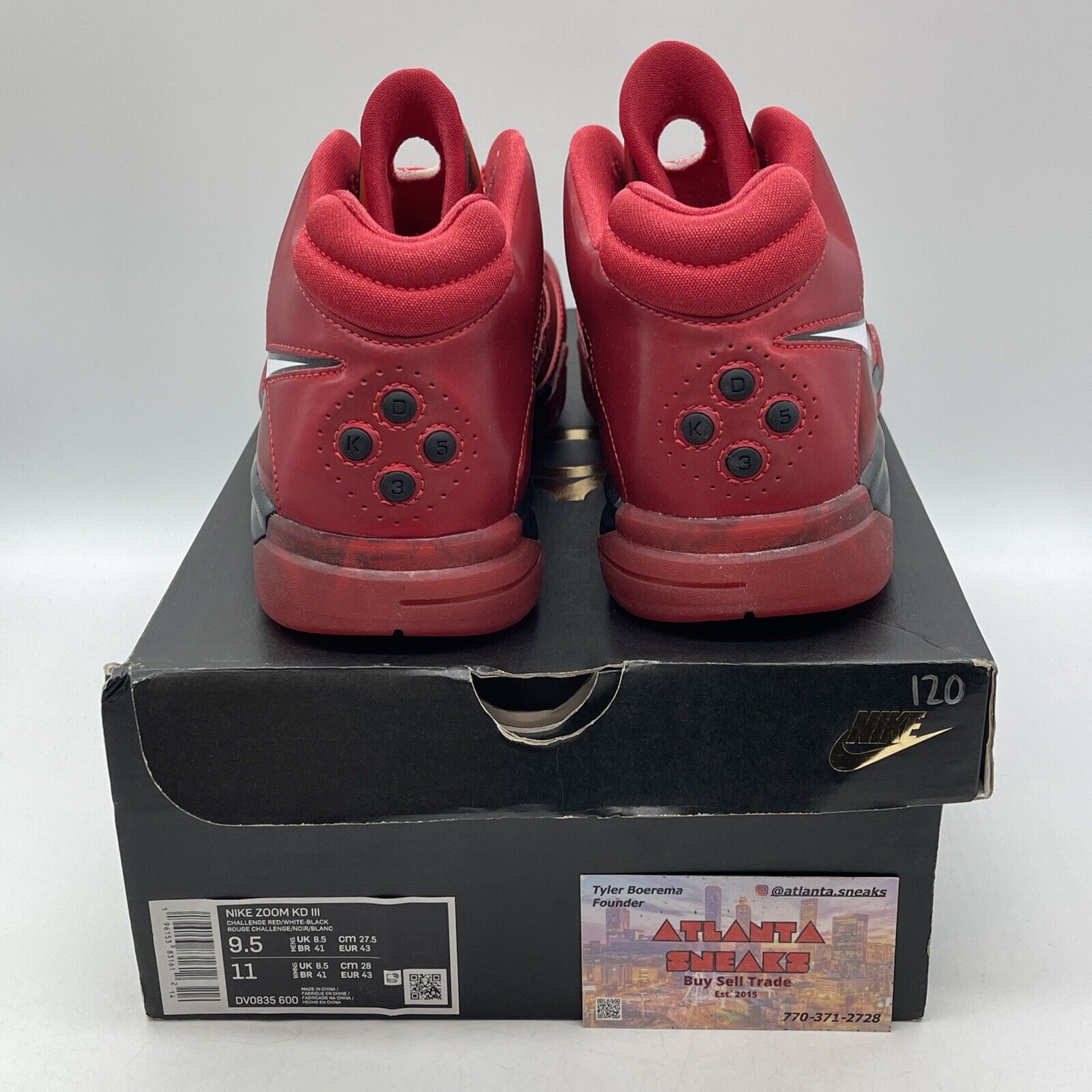 Size 9.5 - Nike KD 3 Red Black White Suede Leather (DV0835-600)