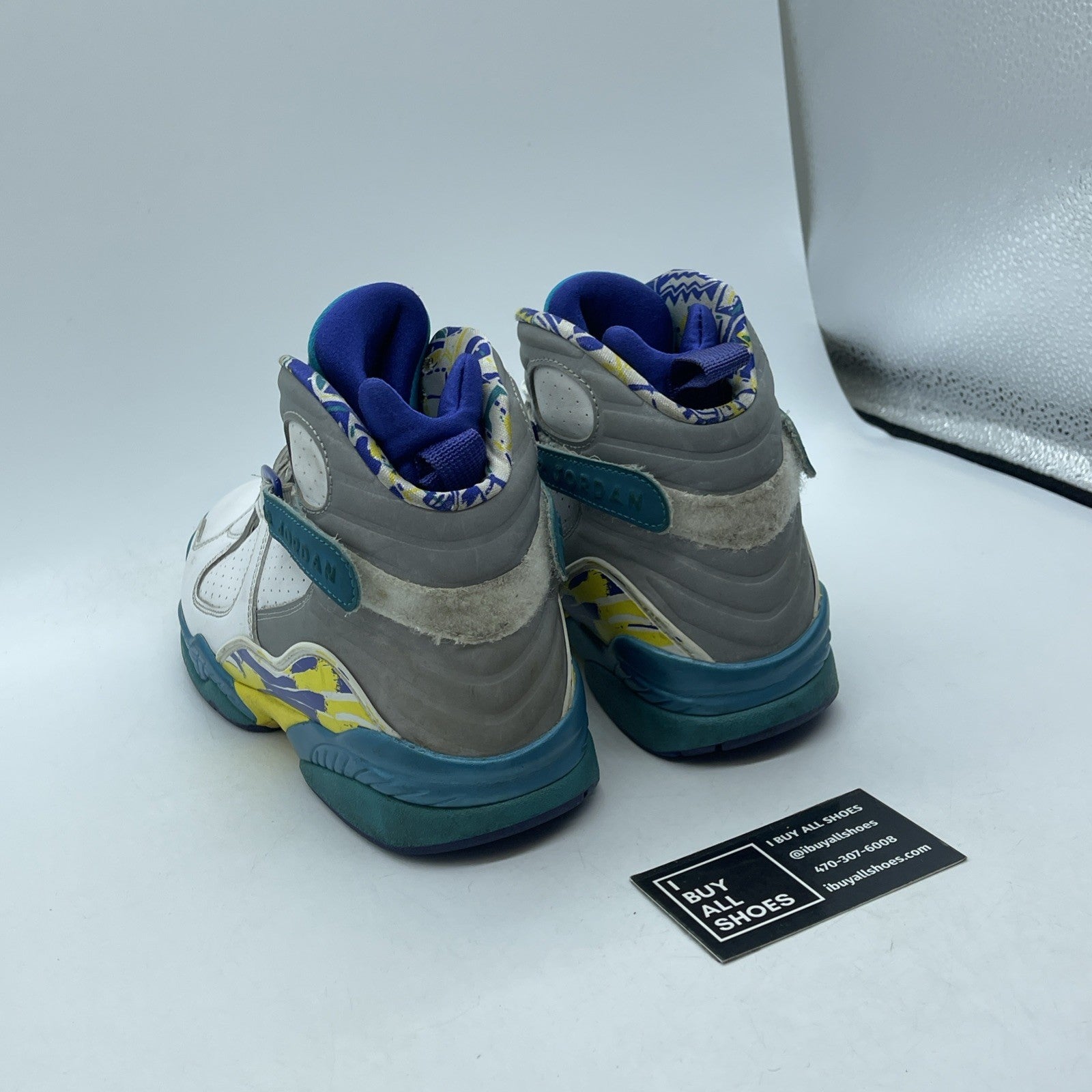 Size 9W - Air Jordan 8 Retro White Aqua White Silver Leather  (CI1236-100)