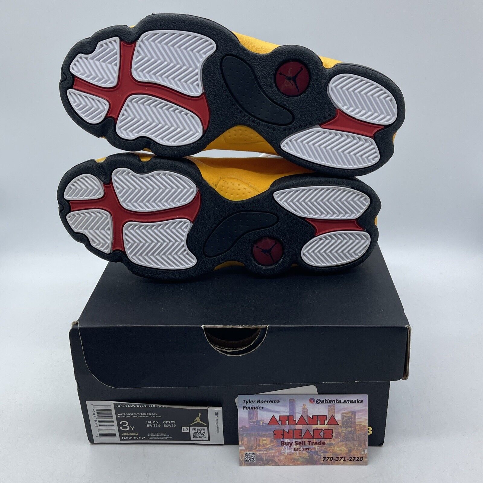 Size 3Y (GS) - Jordan 13 Retro Mid Del Sol Yellow Black White Suede (DJ3005-167)