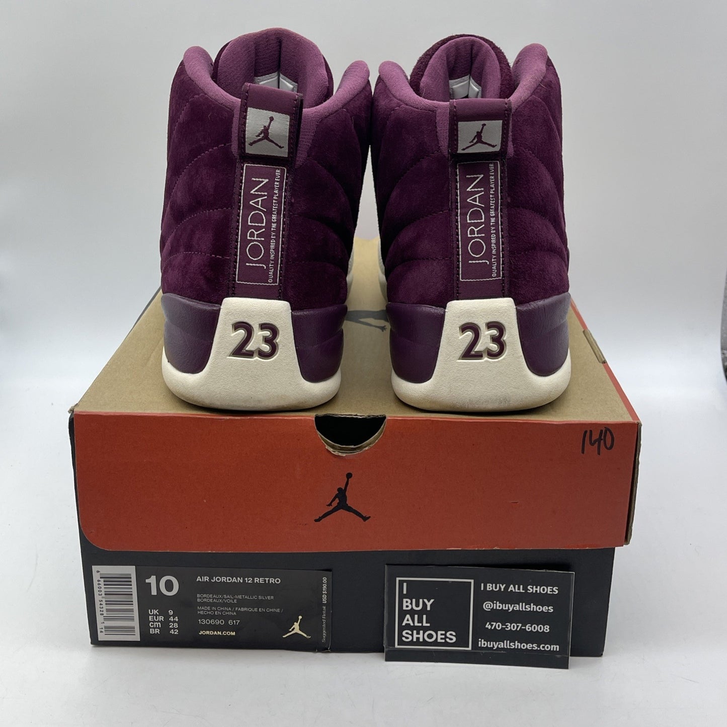 Size 10 - Air Jordan 12 Retro Bordeaux Purple Suede Leather (130690-617)