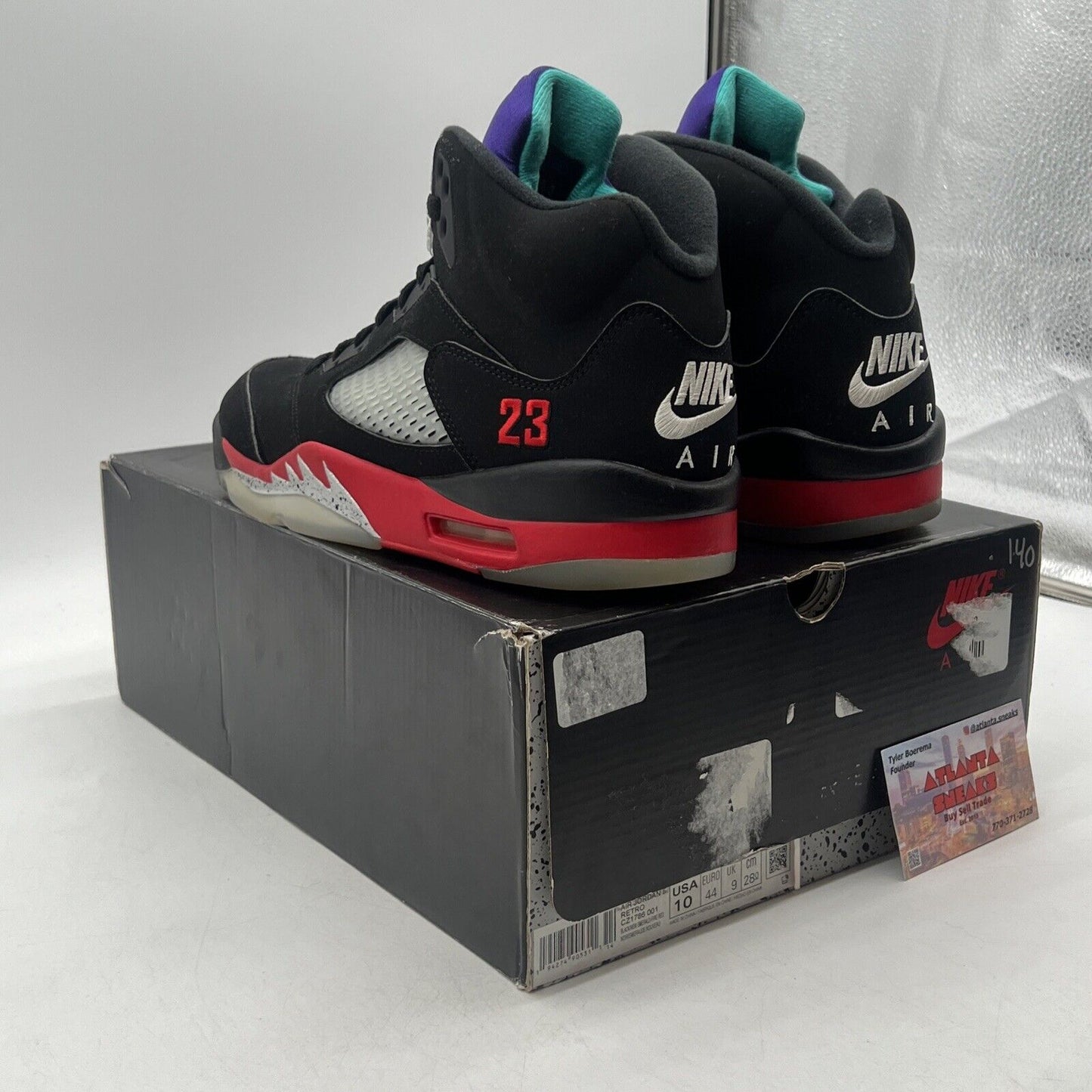 Size 10 - Jordan 5 Retro Top 3 Black 2020 Black Red Purple Aqua (CZ1786-001)