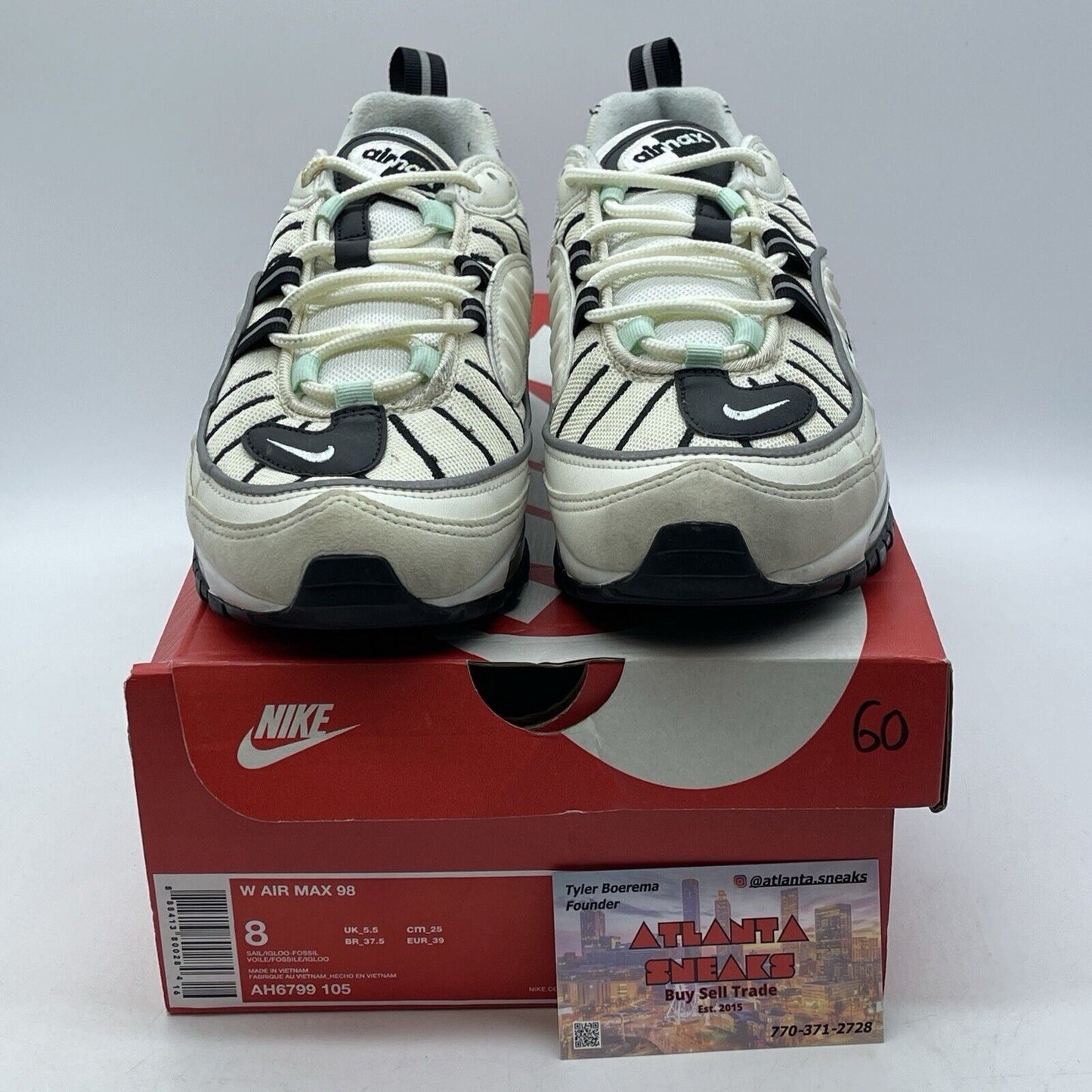 Size 8W - Nike Air Max 98 Igloo Tan White Black Suede Leather (AH6799-105)