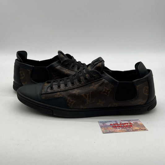 Size 13 -Louis Vuitton Brown/Black Monogram Canvas and Leather Match Up Low Top