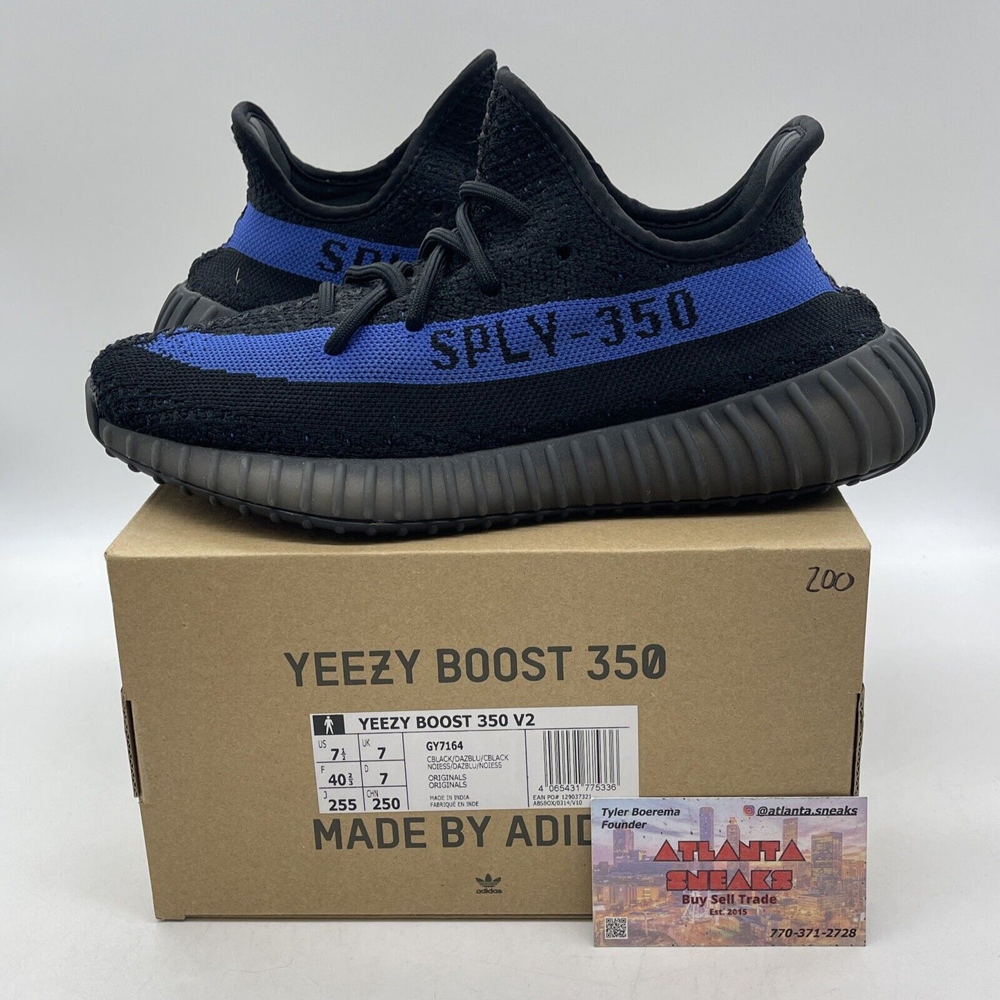 Size 7.5 - adidas Yeezy Boost 350 V2 Low Dazzling Blue Black Suede (GY7164)