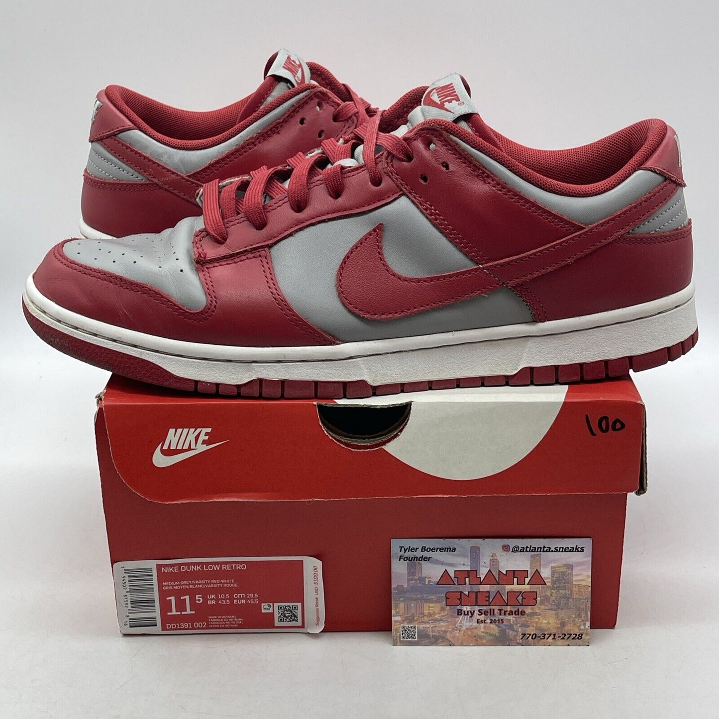Size 11.5 - Nike Dunk Low SP UNLV 2021 Red White Grey Leather (DD1391-002)