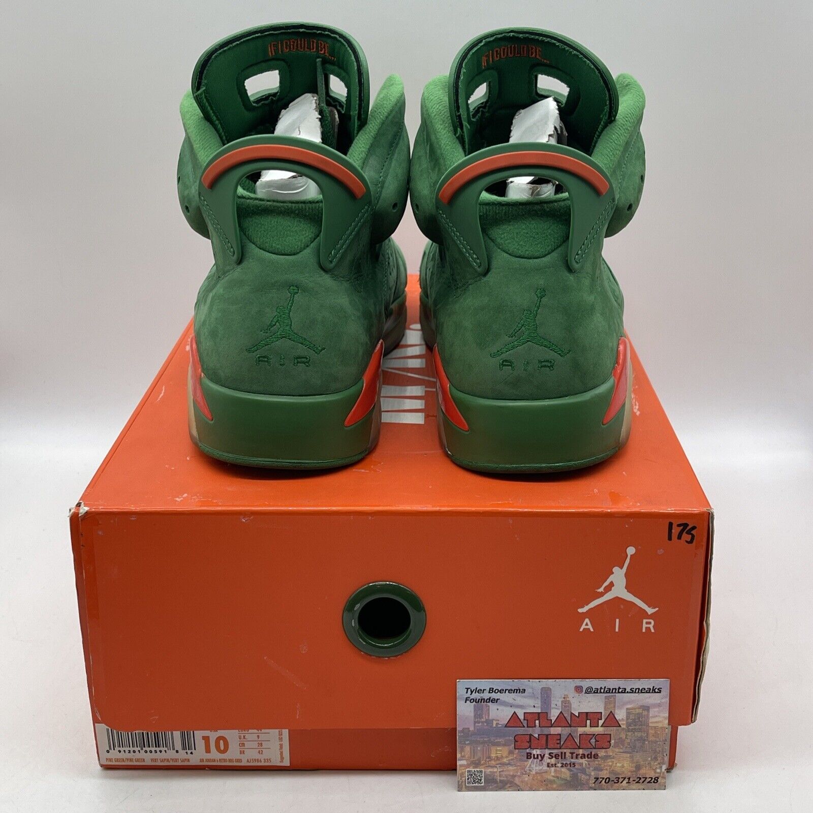 Size 10 - Air Jordan 6 Retro NRG Green Suede Gatorade Orange Suede (AJ5986-335)