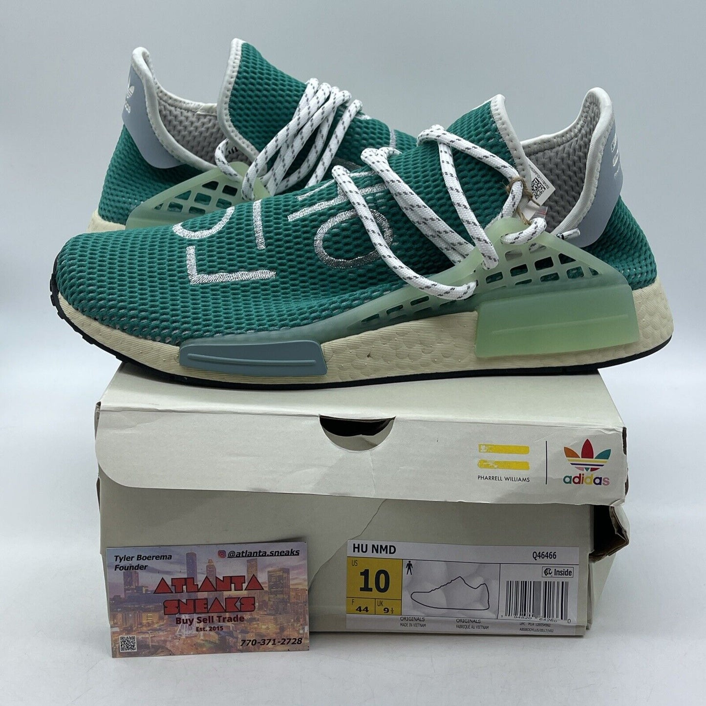 Size 10 - adidas Pharrell x NMD Human Race Dash Green white Black (Q46466)