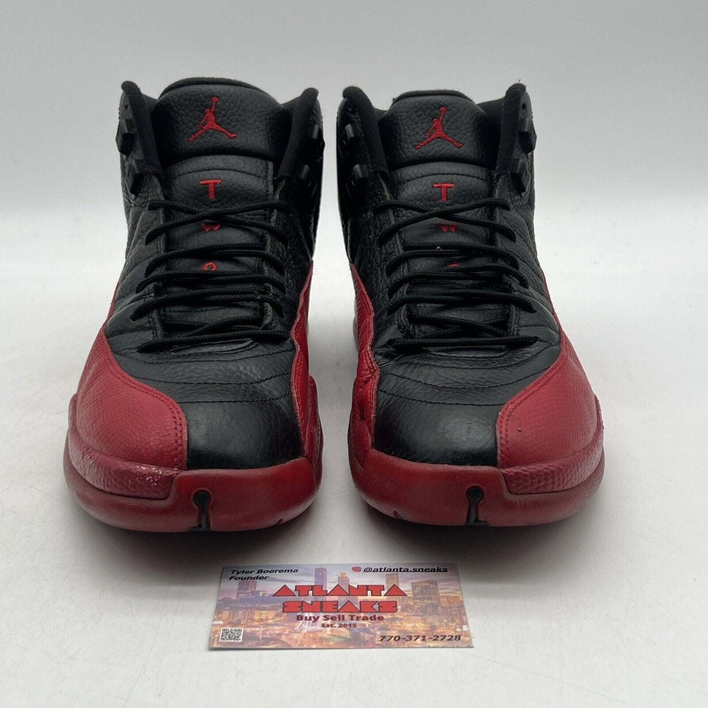 Size 11.5 - Jordan 12 Retro Mid Flu Game Black Leather Red (130690-002)