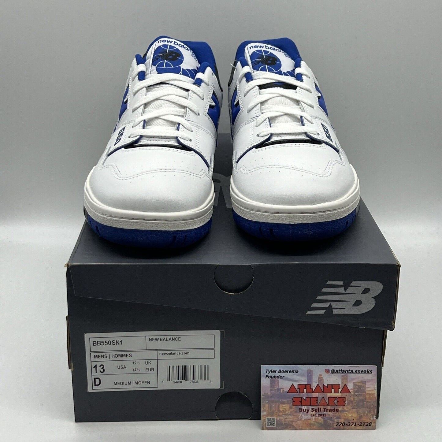 Size 13 - New Balance 550 White Team Royal Brand New Og All Black White DS