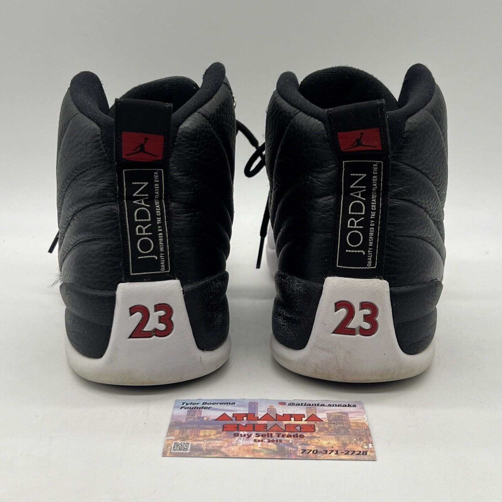 Size 9 - Jordan 12 Retro Mid Playoff Black White Red Leather