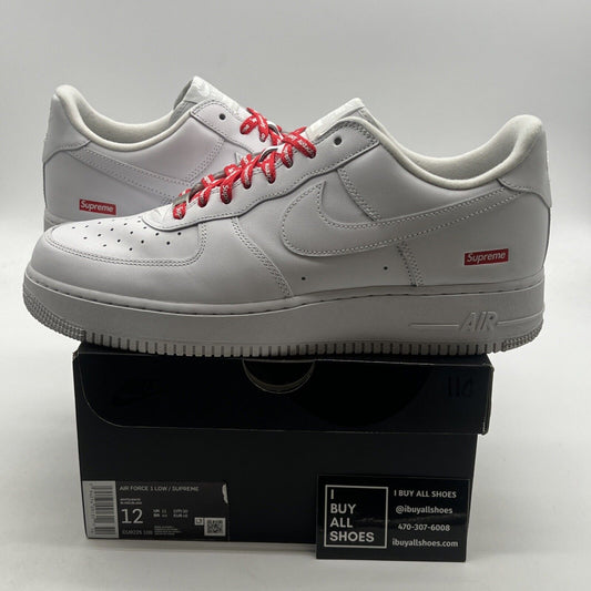 Size 12 - Nike Air Force 1 x Supreme Low Box Logo - White (CU9225-100)