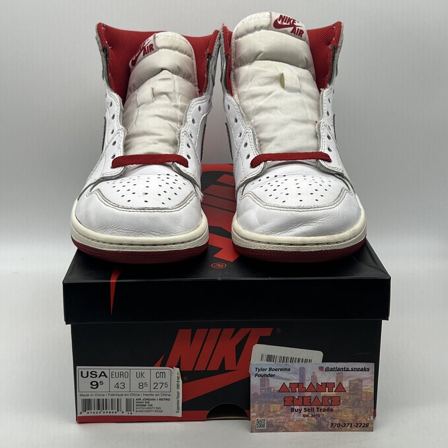 Size 9.5 - Air Jordan 1 Retro OG High Metallic Red White Leather (555088-103)