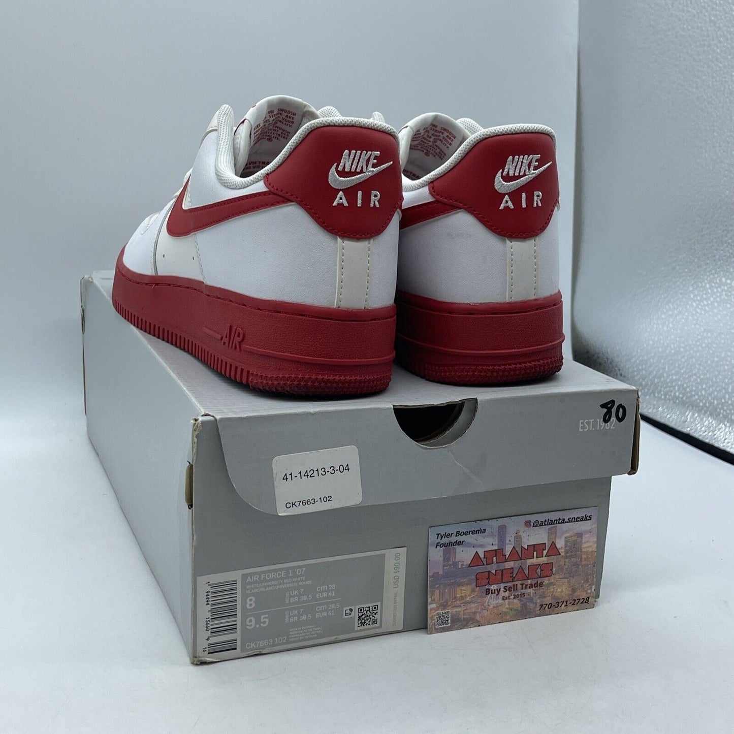 Size 8 - Nike Air Force 1 Low White Red Sole Leather (CK7663-102)