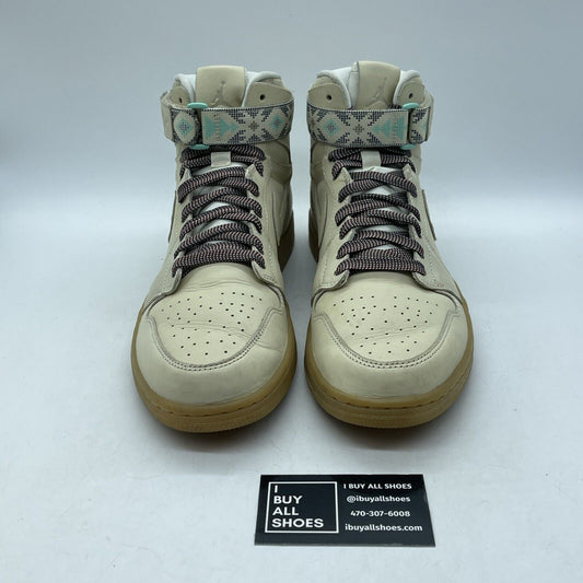 Size 12 - Air Jordan 1 Retro Strap High N7 Tan Brown Suede Blue (AR4410-207)