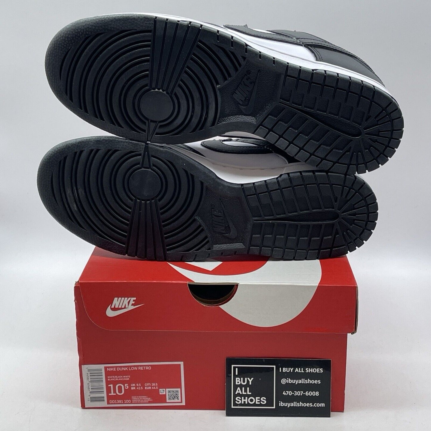 Size 10.5 - Nike Dunk Low Black White Suede Leather. ((DD1391-100)