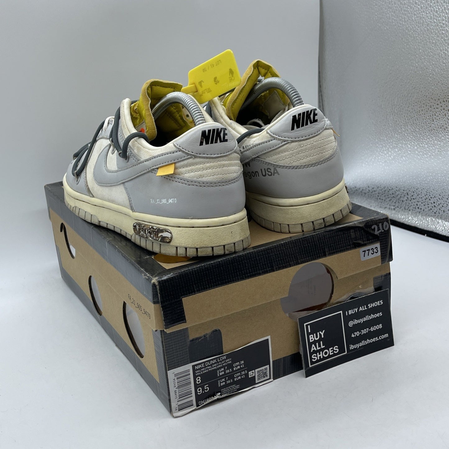 Size 8 - Nike Off-White x Dunk Low Lot 41 of 50 Grey Leather (DM1602-105)