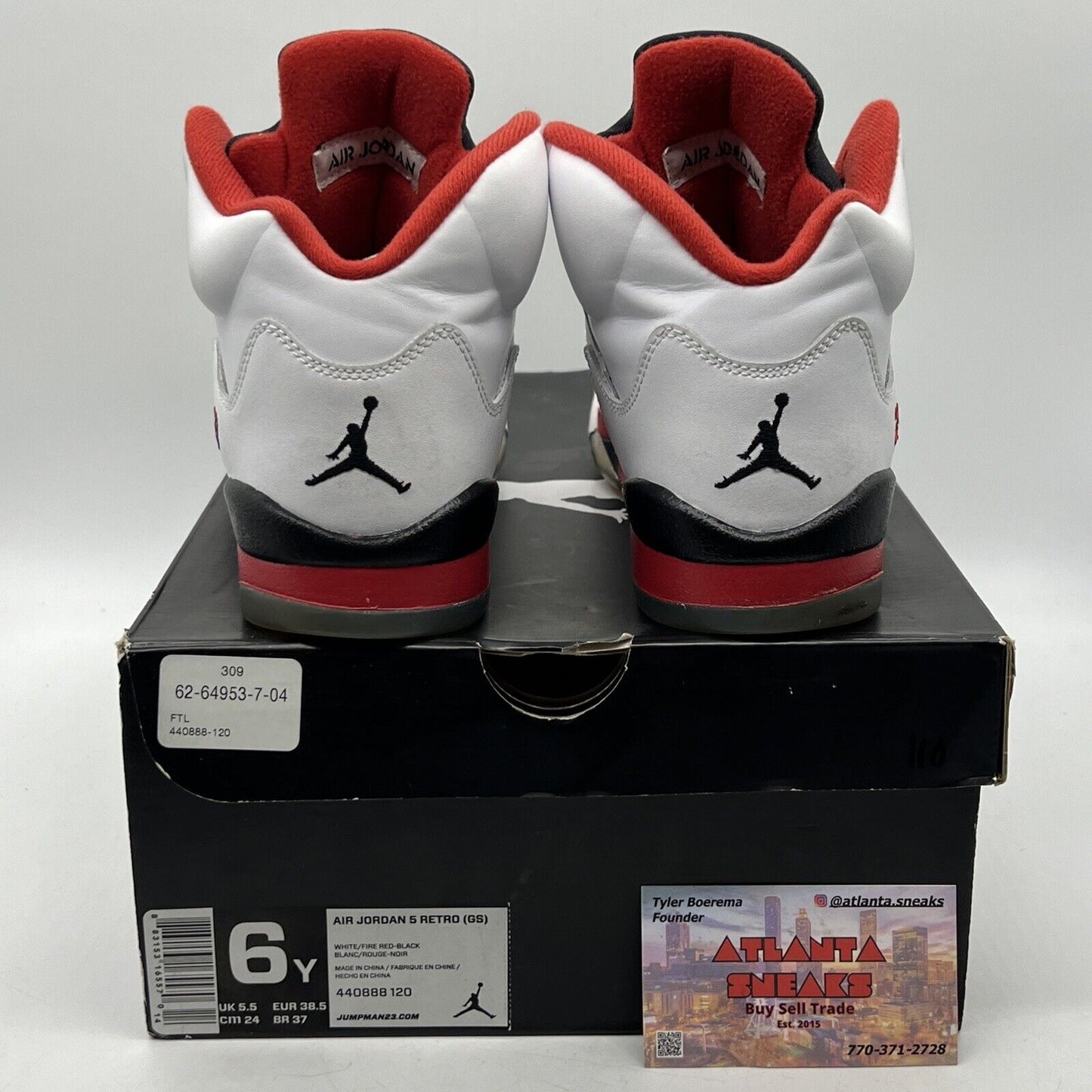 Size 6 - Air Jordan 5 Retro 2013 Fire Red Leather Icey  (440888-120)