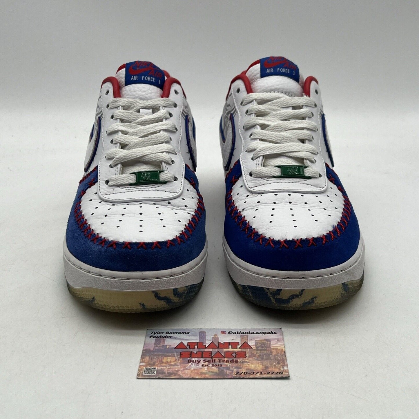 Size 11 - Nike Air Force 1 Puerto Rico Blue White Red Leather (579941-100)