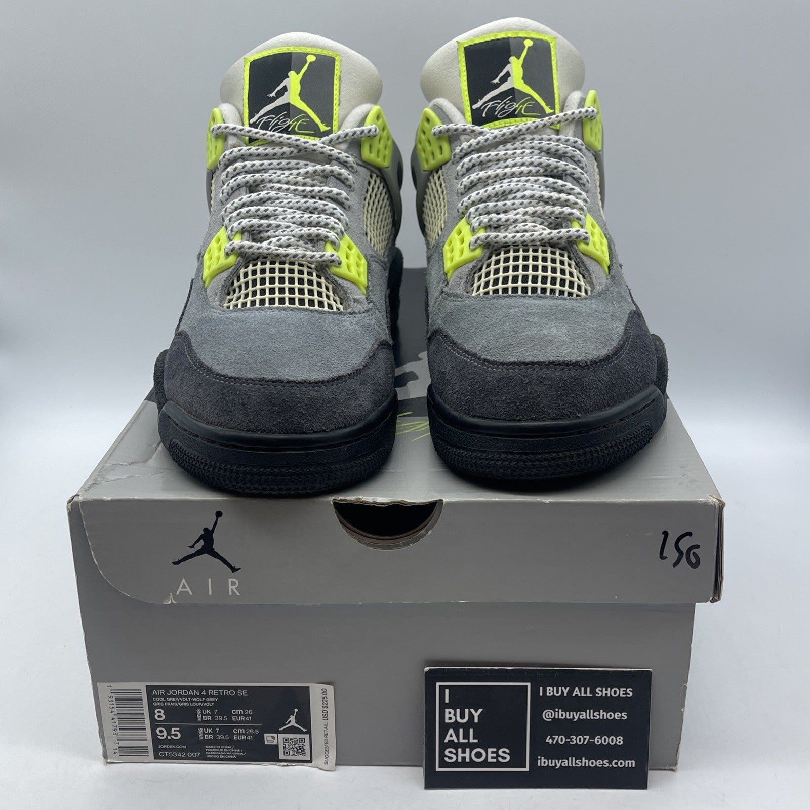 Size 8 - Jordan 4 Retro SE Mid Neon 95 Grey Black Suede (CT5342-007)