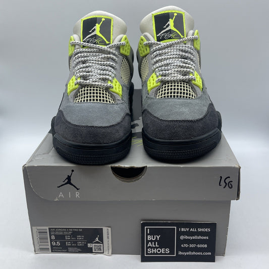 Size 8 - Jordan 4 Retro SE Mid Neon 95 Grey Black Suede (CT5342-007)