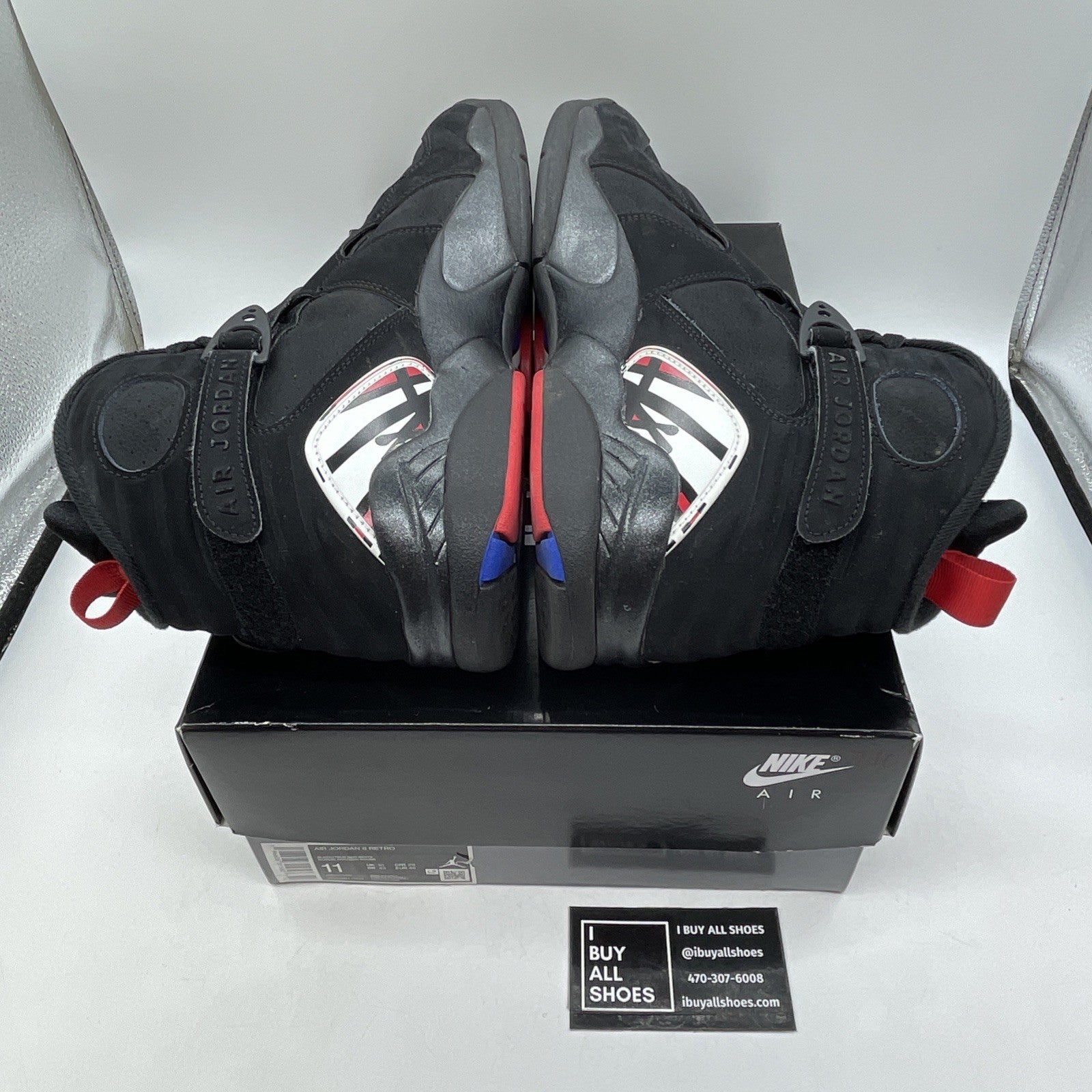 Size 11 - Jordan 8 Retro Mid Playoff Black Red White Suede (305381-062)