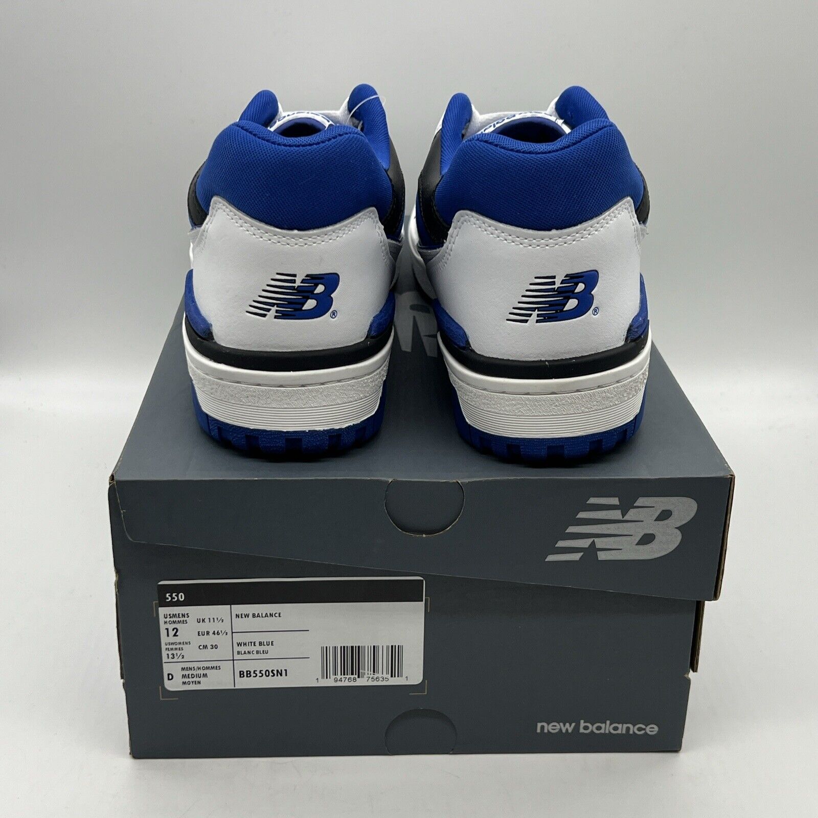 Size 12 - New Balance 550 White Team Royal Black White Brand New Og All DS