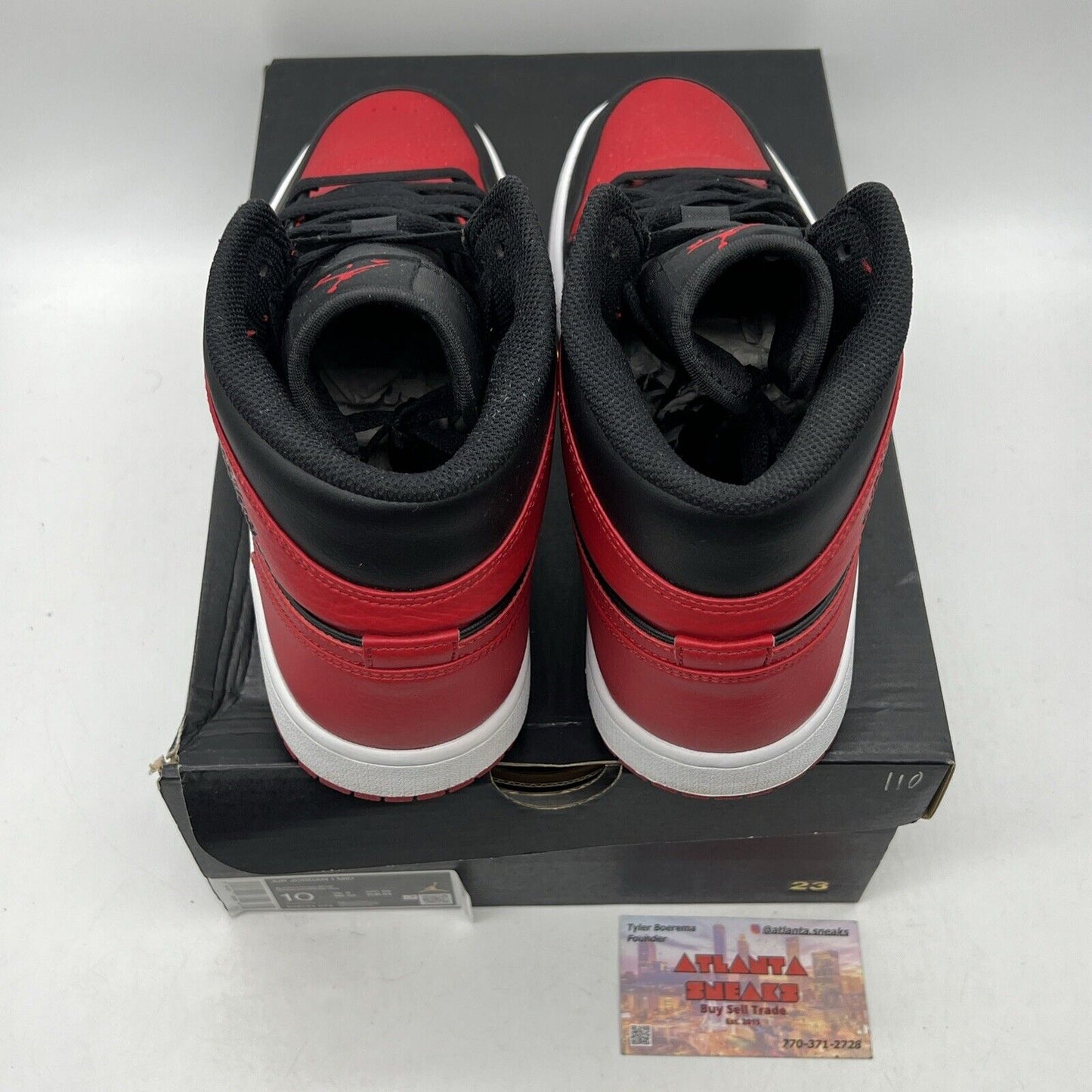 Size 10 - Jordan 1 Mid Banned 2020 Black Red White Leather (554724-074)