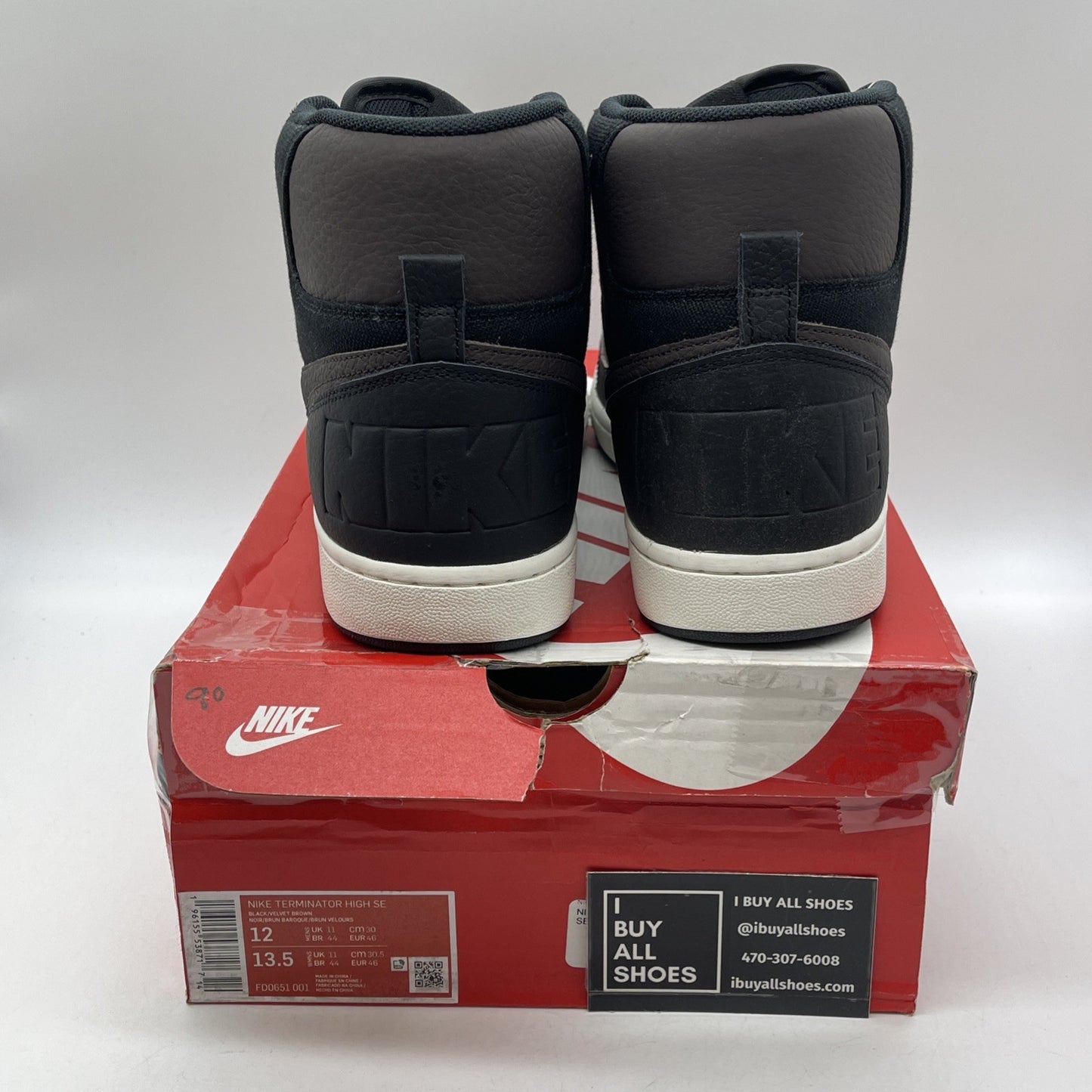 Size 12 - Nike Terminator High Velvet Brown Black Suede Leather (FD0651-001)
