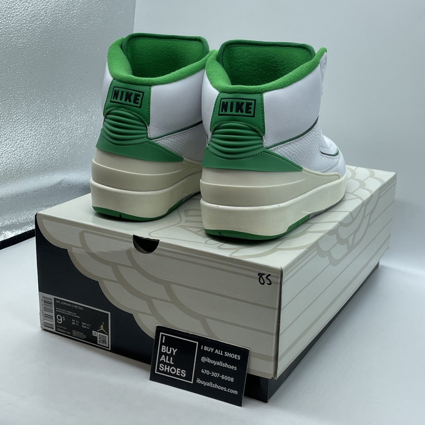 Size 9.5 - Jordan 2 Retro Lucky Green White Leather (DR8884-103)