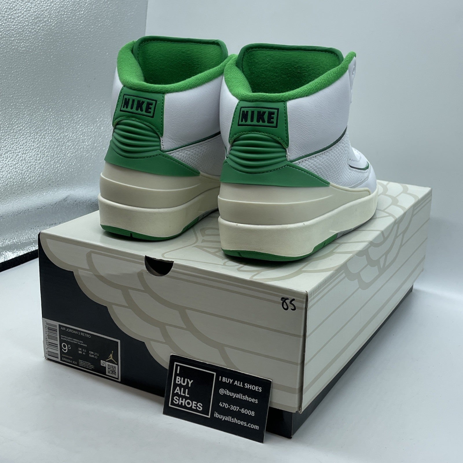 Size 9.5 - Jordan 2 Retro Lucky Green White Leather (DR8884-103)