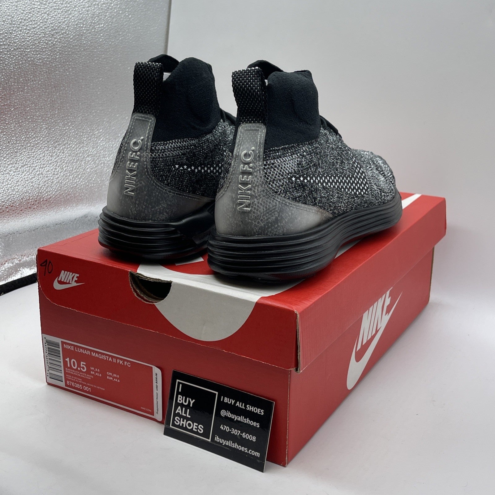 Size 10.5 - Nike Lunar Magista 2 Flyknit FC Black White Suede (876385-001)