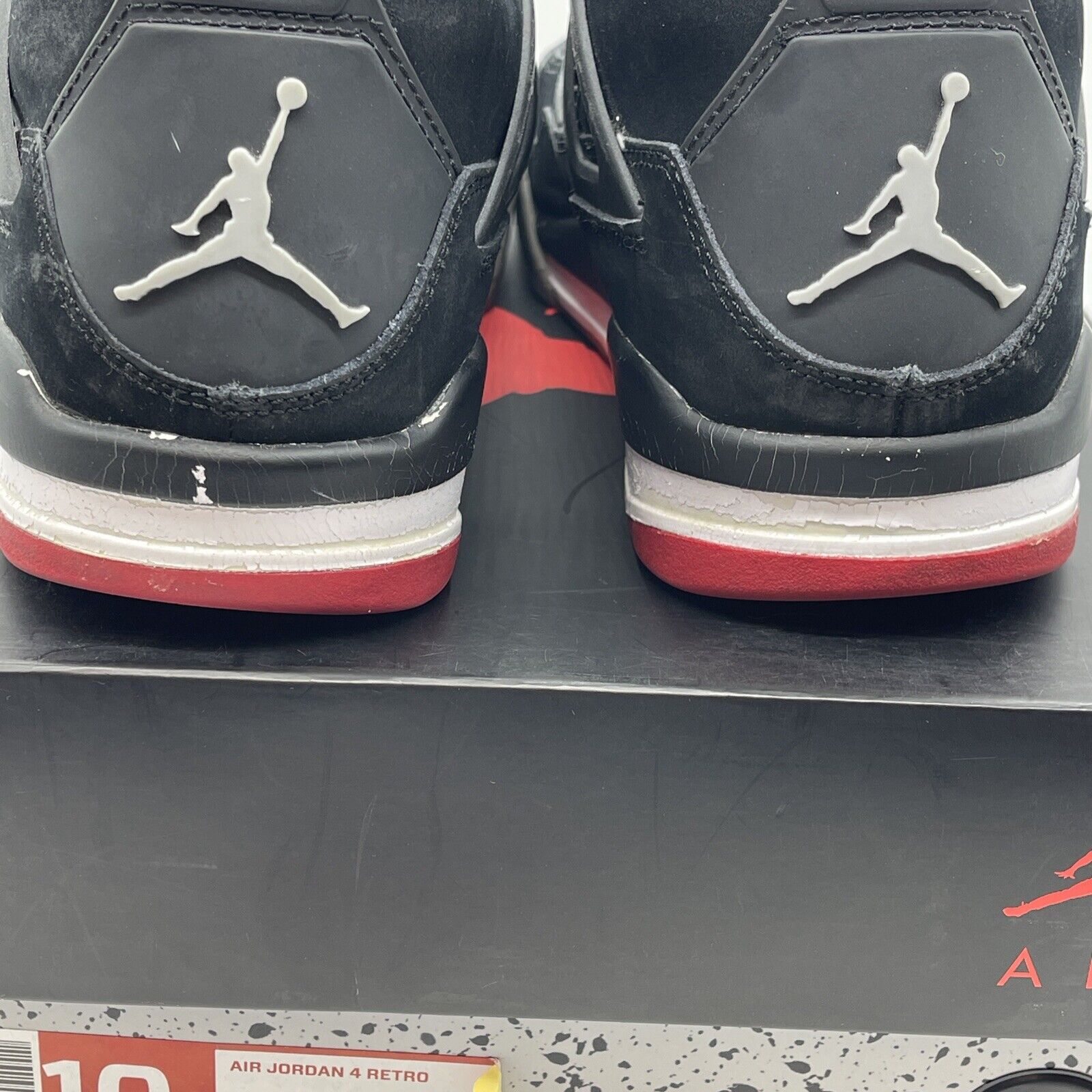Size 10 - Jordan 4 Retro bred release 2012 Black Grey Suede Leather (308497-089)