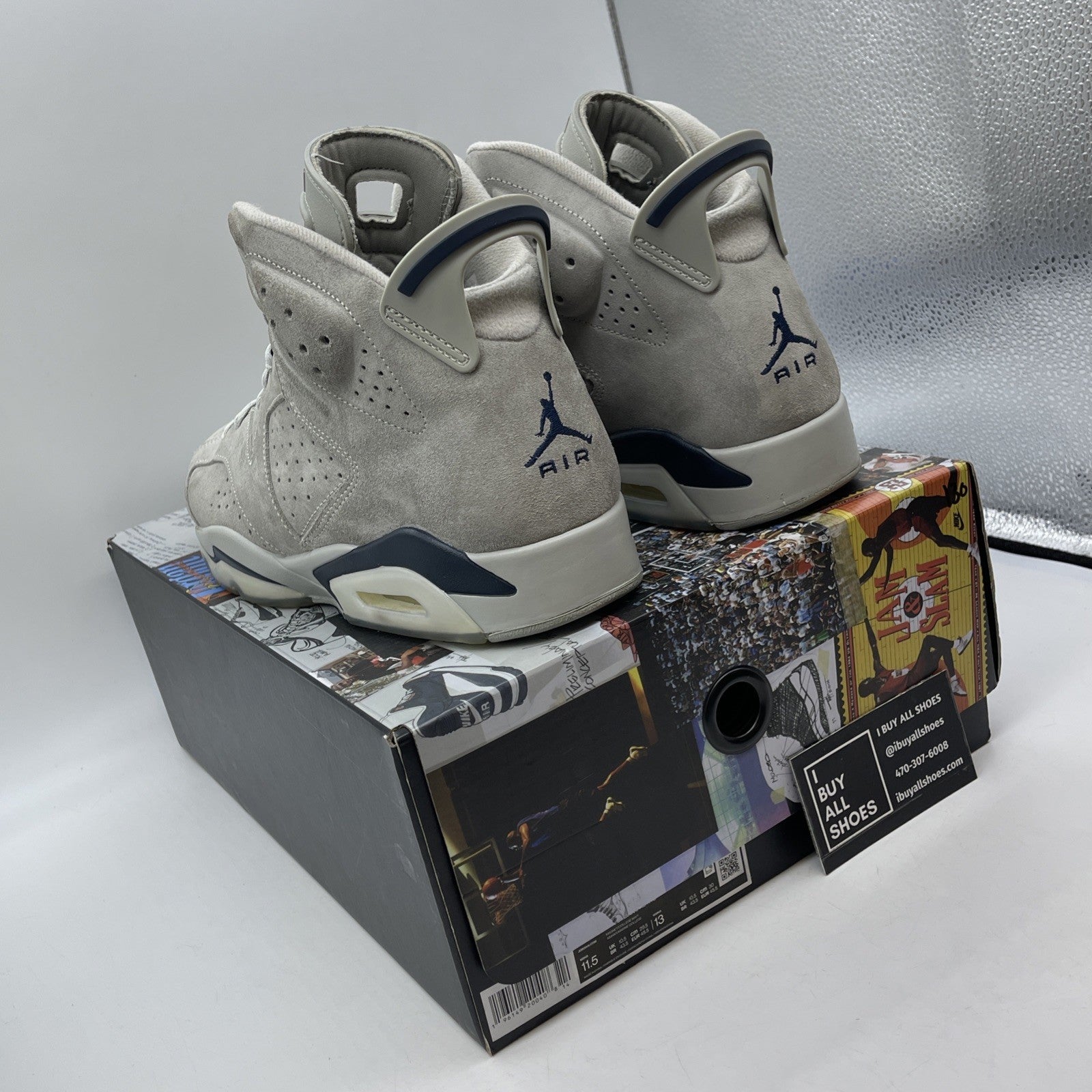 Size 11.5 - Jordan 6 Retro Mid Georgetown Blue Grey Suede (CT8529-012)