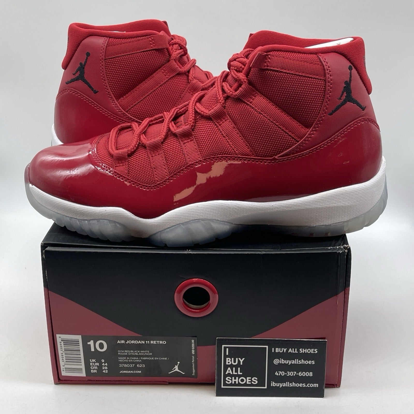Size 10 - Jordan 11 Retro High Win Like '96 Red Suede Leather (378037-623)