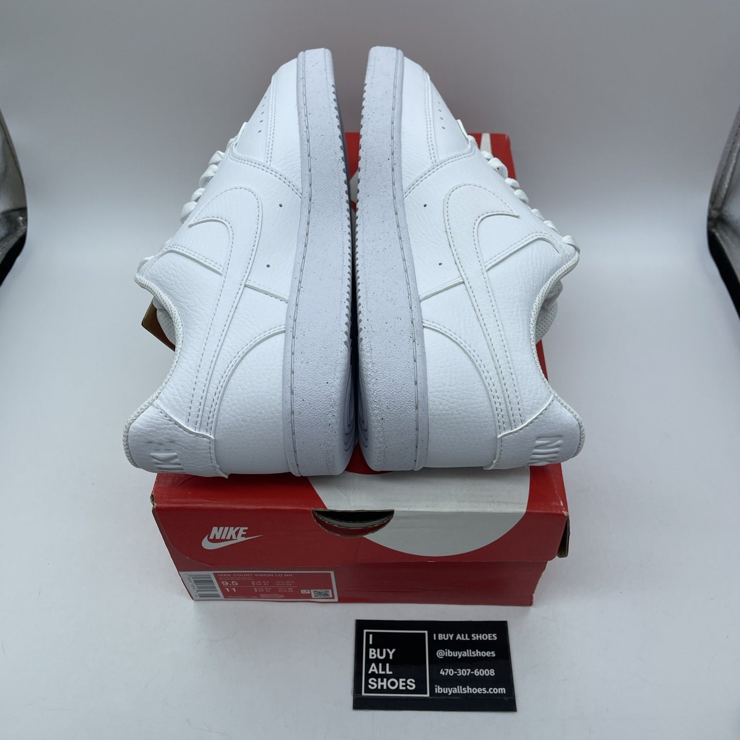 Size 9.5 - Nike Court Vision Next Nature Low Triple White Leather (DH2987-100)