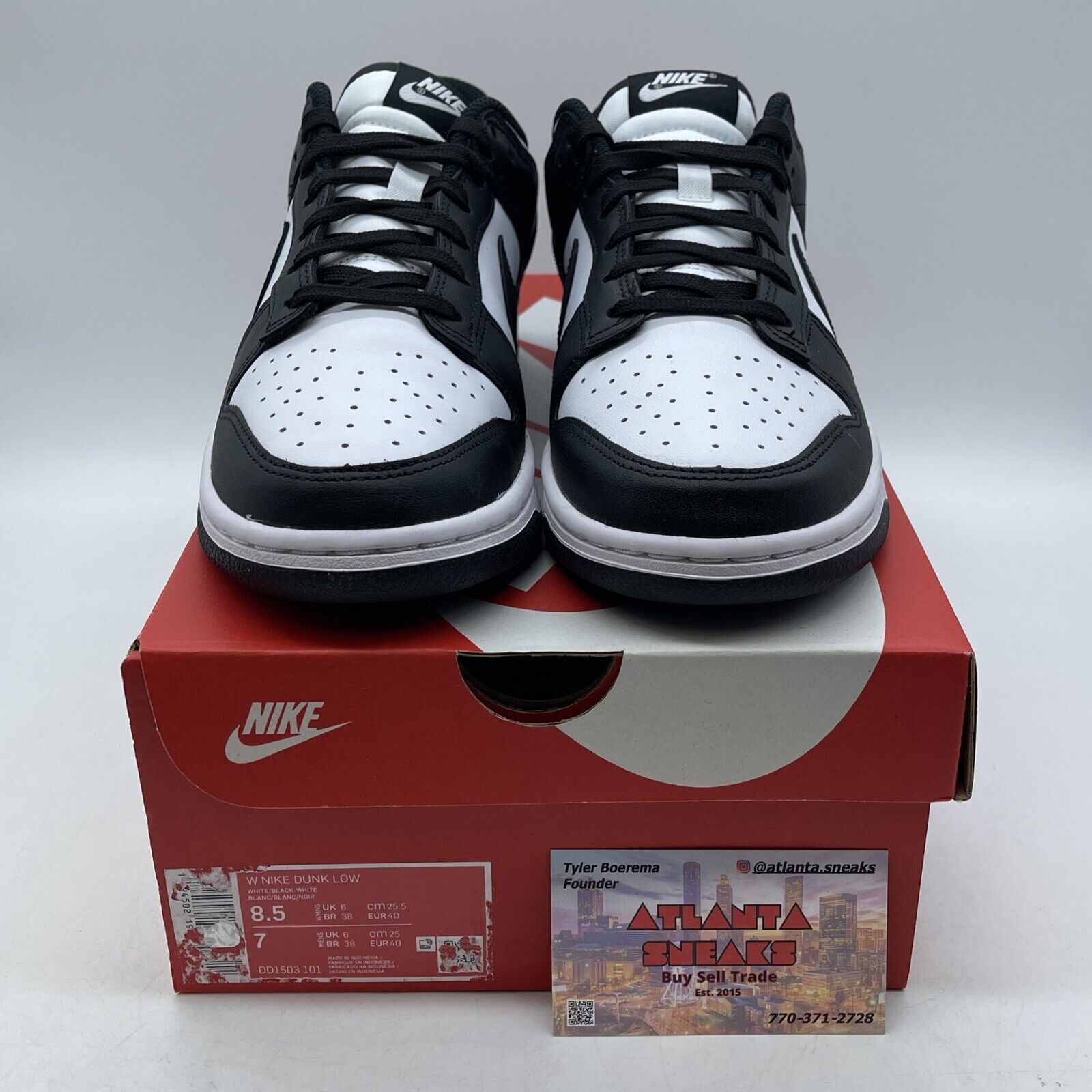 Size 8.5W - Nike Dunk Low Black White Leather (DD1503-101)