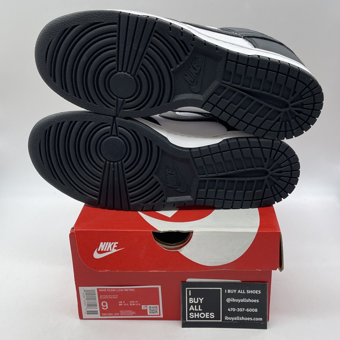 Size 9 - Nike Dunk Low Black White Leather (DD1391-100)