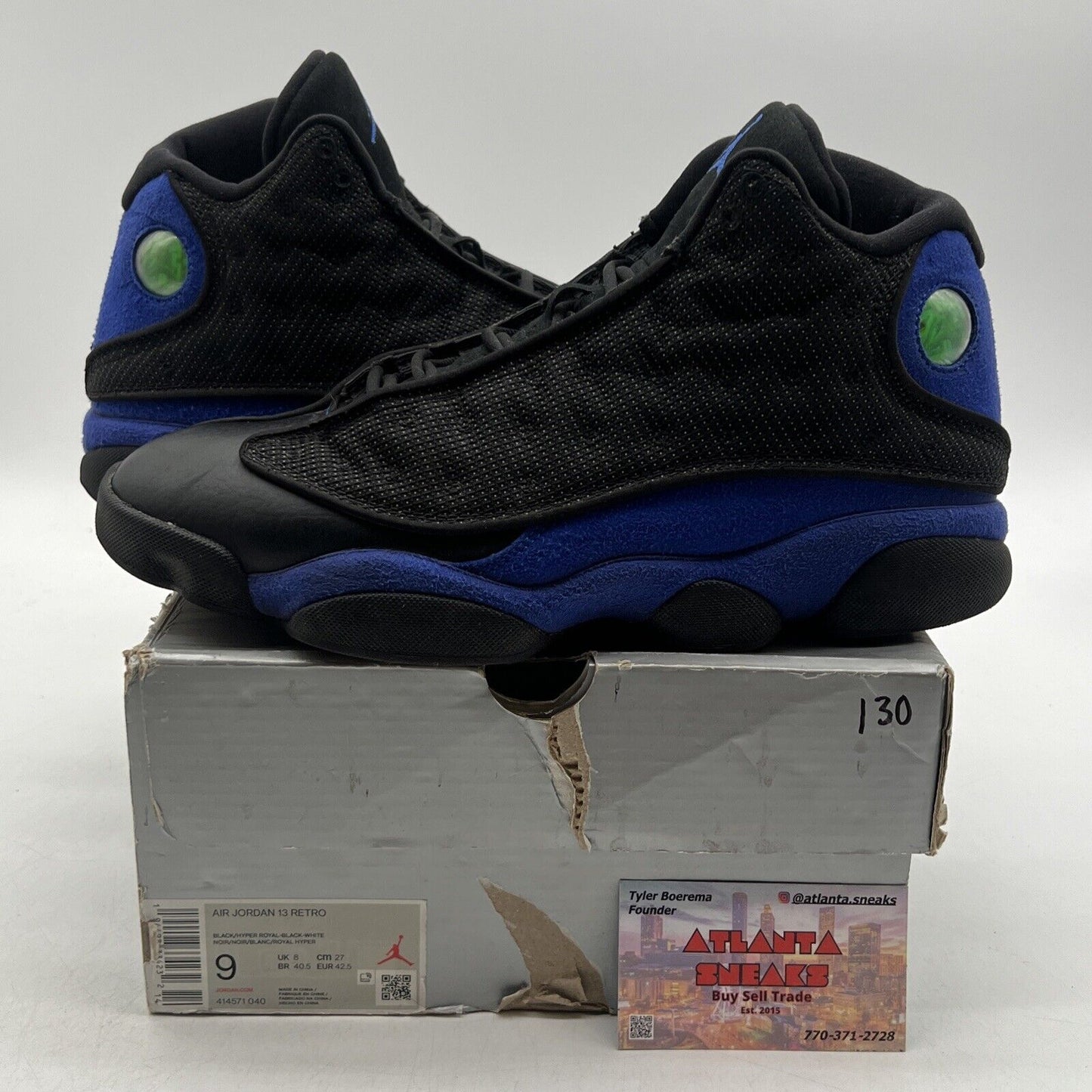 Size 9 - Jordan 13 Retro Hyper Royal 2020 Black Suede Leather (414571-040)