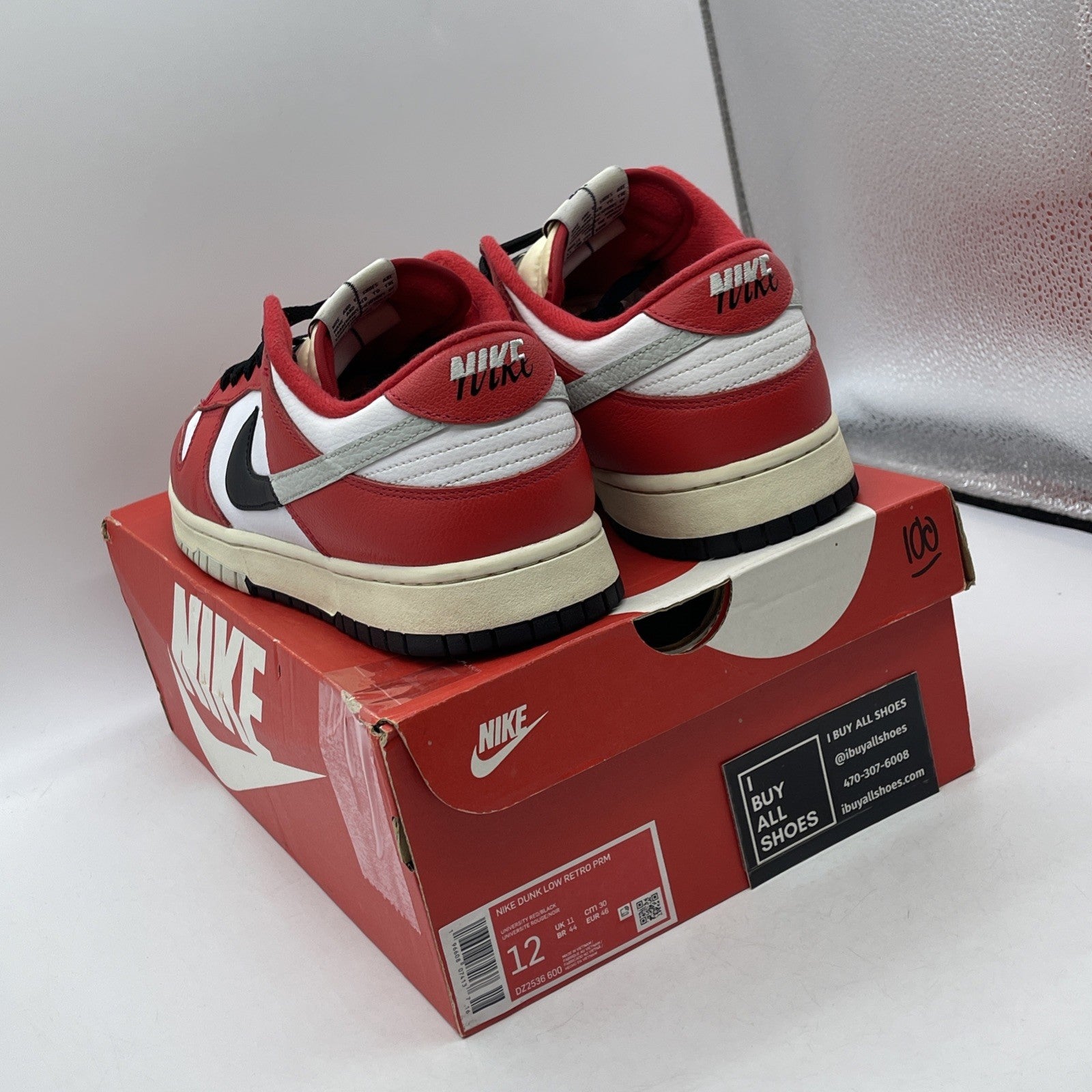 Size 12 - Nike Dunk Low Split Chicago White Red Black Leather (DZ2536-600)