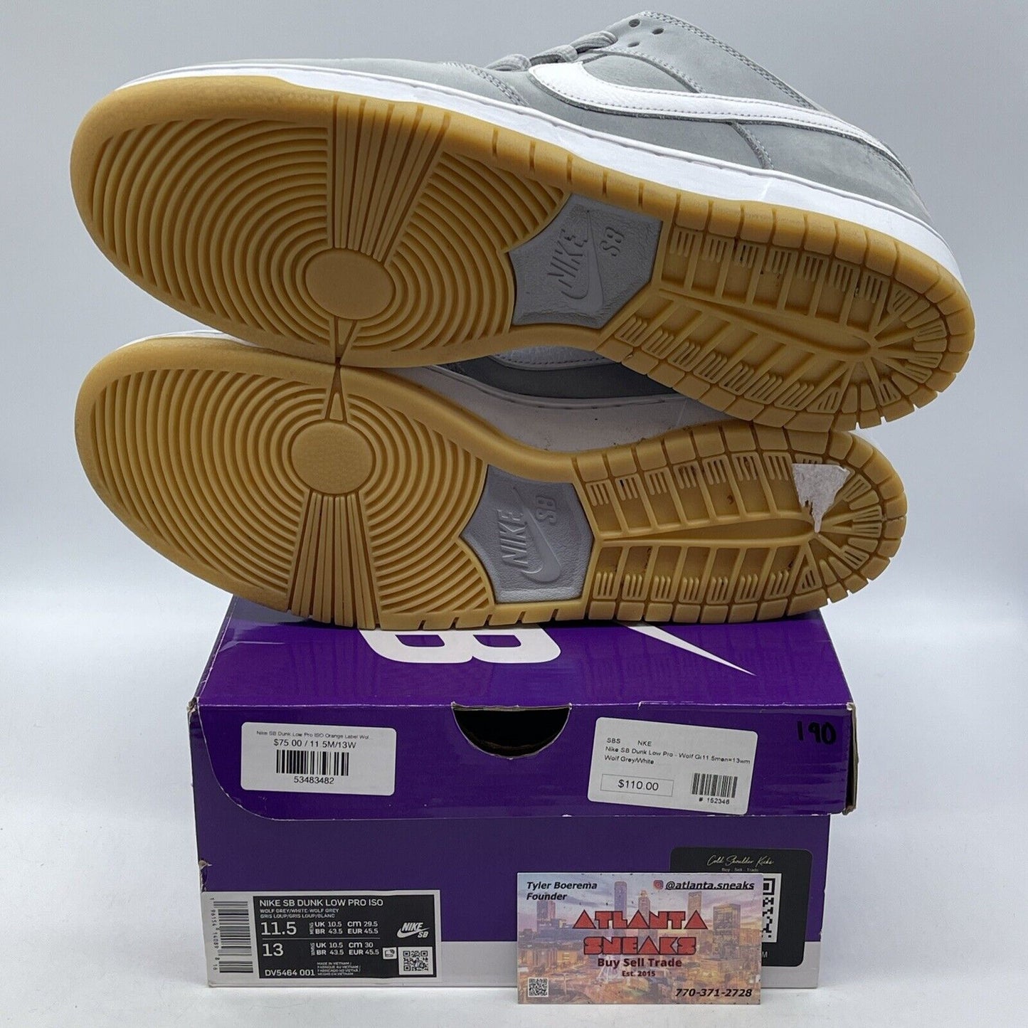 Size 11.5 - Nike SB Dunk Low Wolf Grey Gum White Brown Leather (DV5464-001)