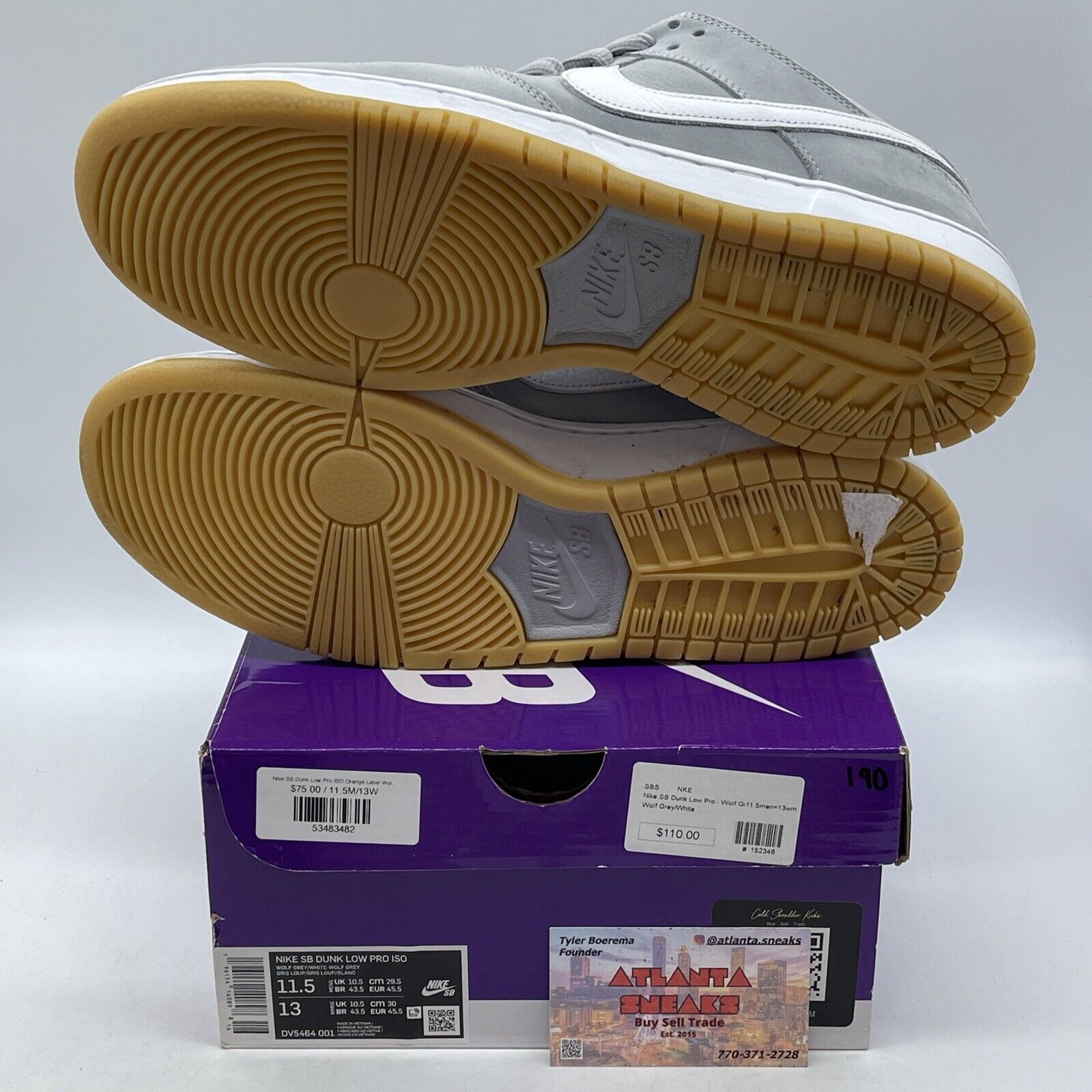 Size 11.5 - Nike SB Dunk Low Wolf Grey Gum White Brown Leather (DV5464-001)