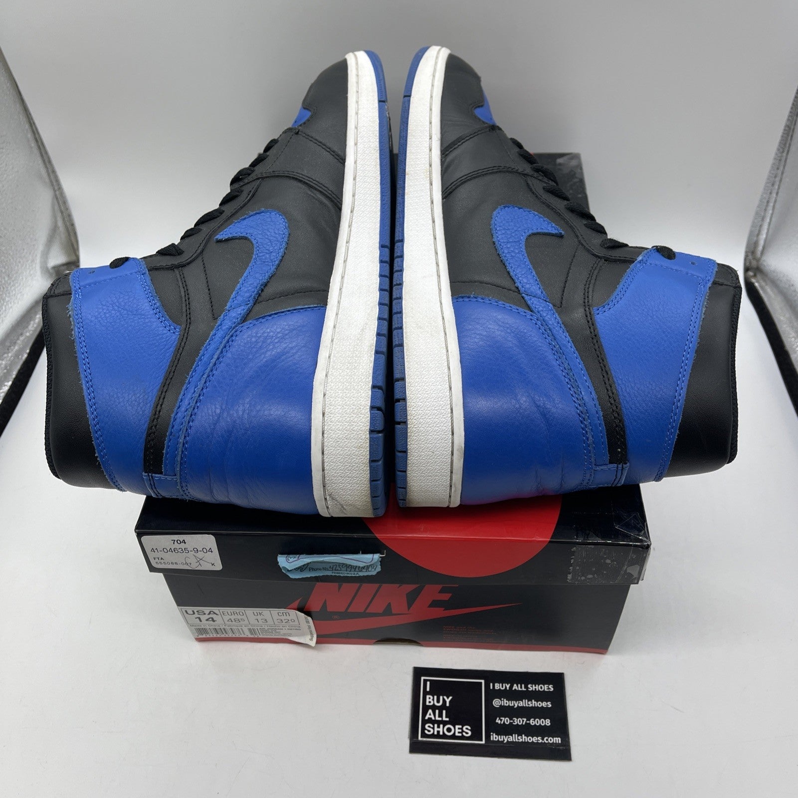 Size 14 - Air Jordan 1 Retro OG High Royal Blue Black Leather (555088-007)