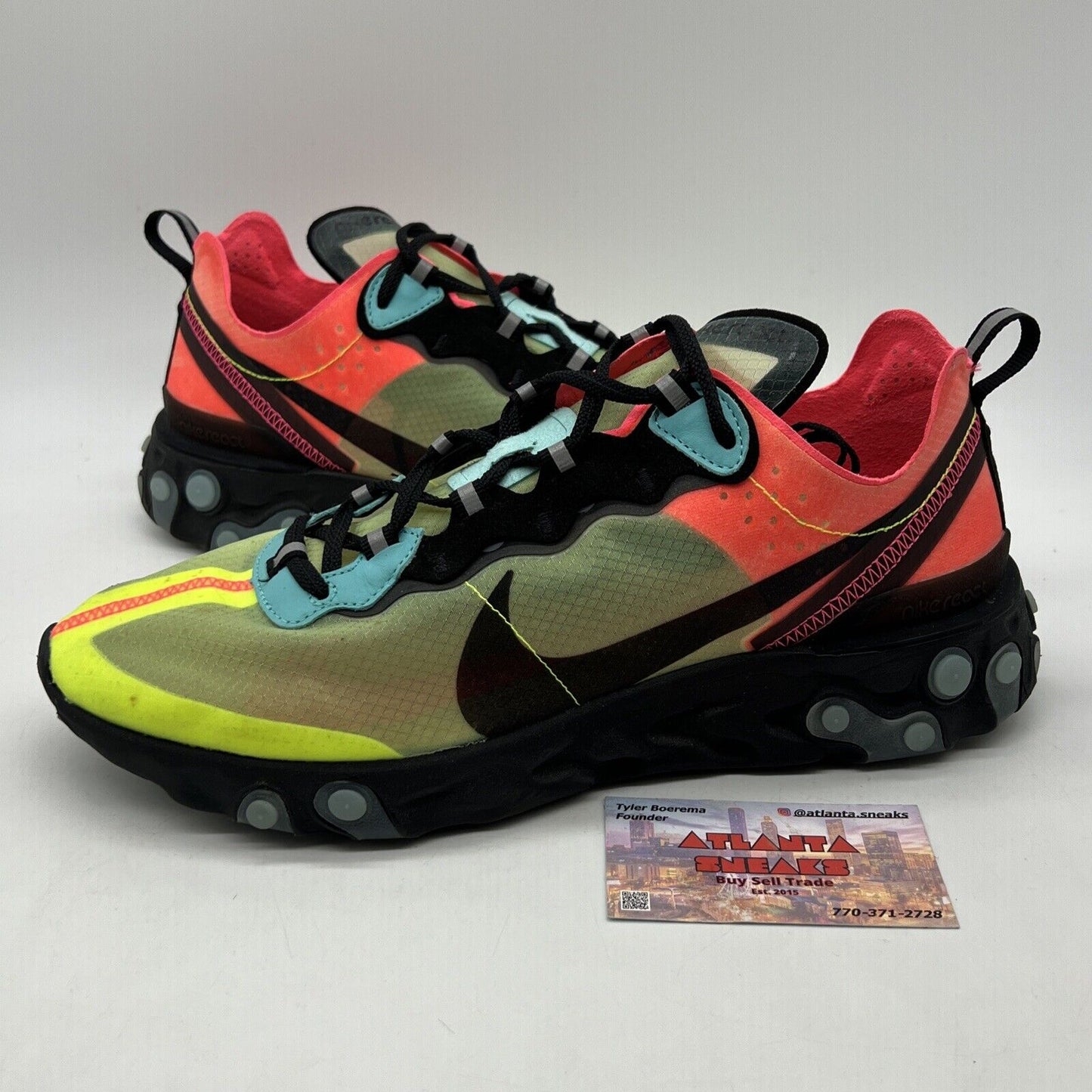 Size 10.5 - Nike React Element 87 Hyper Fusion Black Yellow Orange (AQ1090-700)