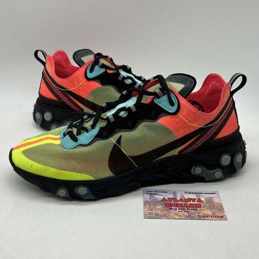 Size 10.5 - Nike React Element 87 Hyper Fusion Black Yellow Orange (AQ1090-700)