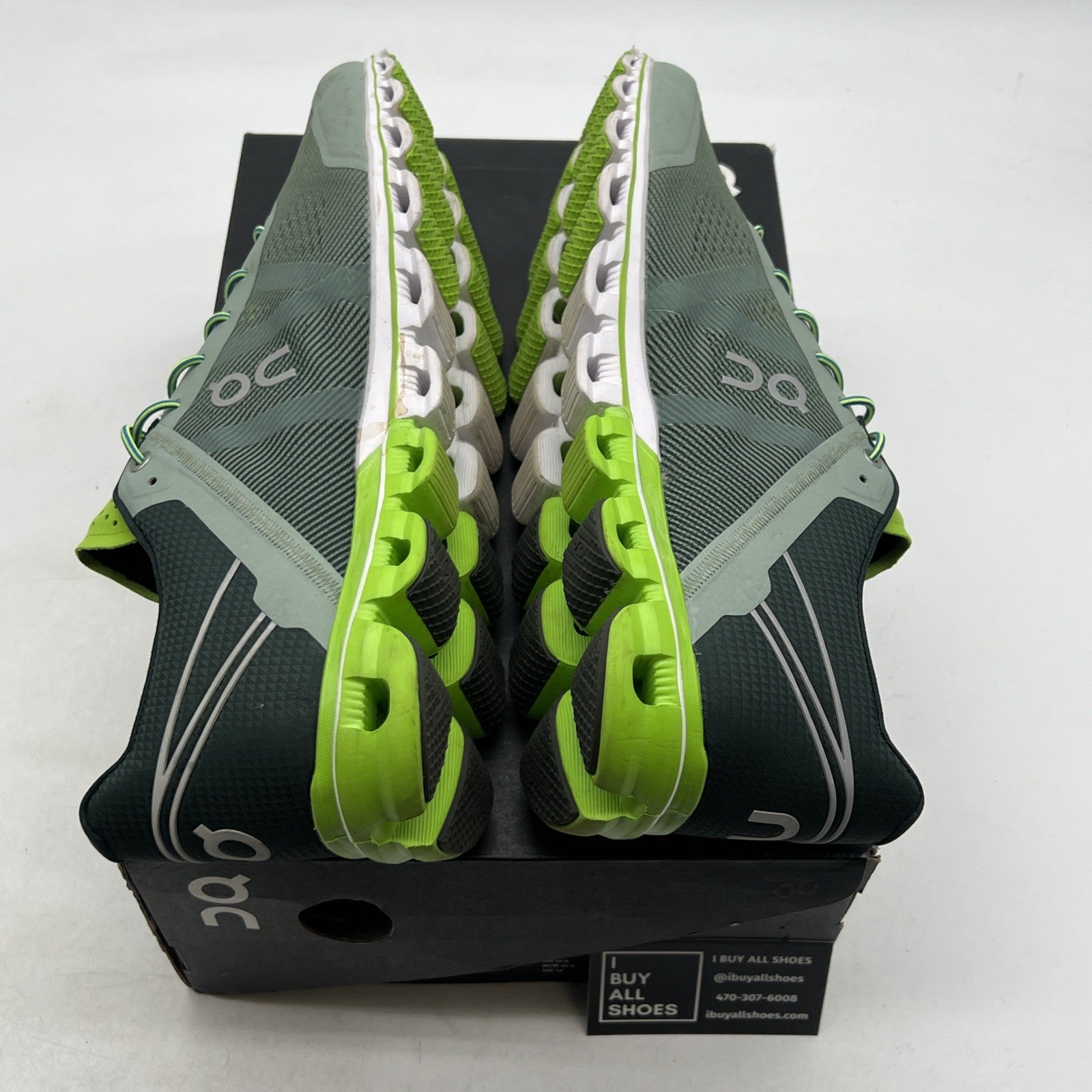 Size 12.5 - ON Cloudflow womens running shoes Moss/Lime